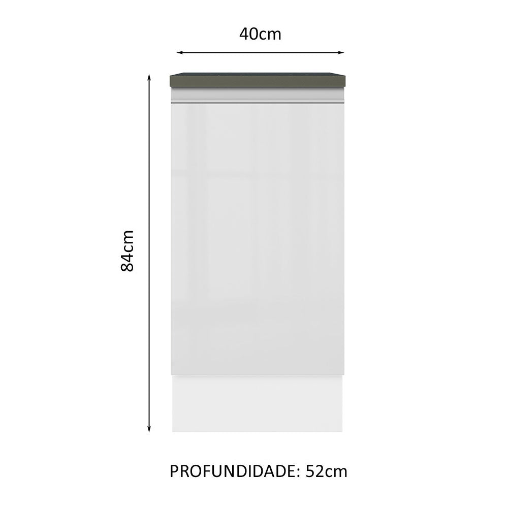 Balcão Madesa Acordes 100% MDF 40 cm 1 Porta Branco Brilho