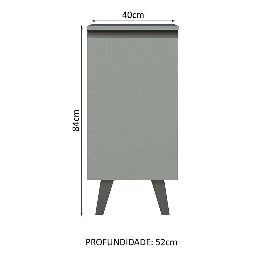 Balcão 40 cm 1 Porta Com Pés Cinza Nice Madesa