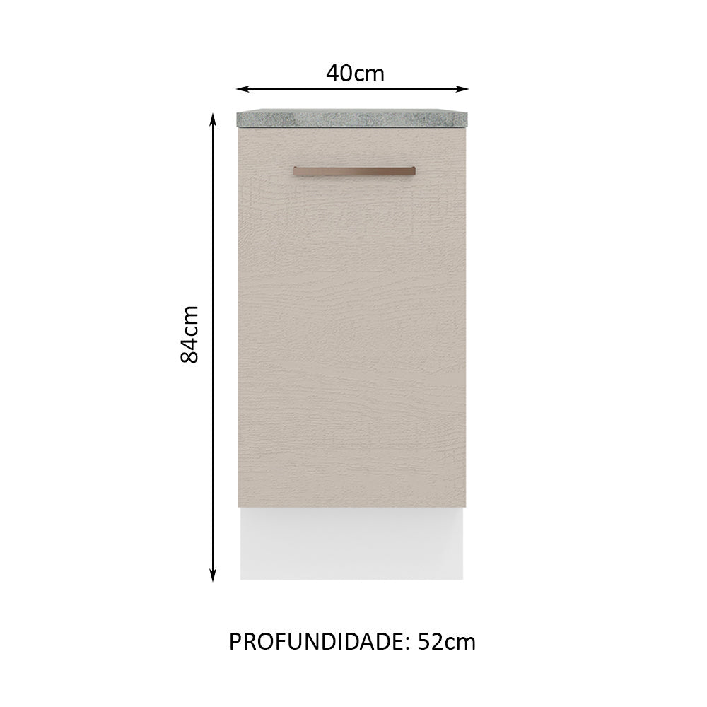 Balcão 40 cm 1 Porta Branco/Crema Agata Madesa