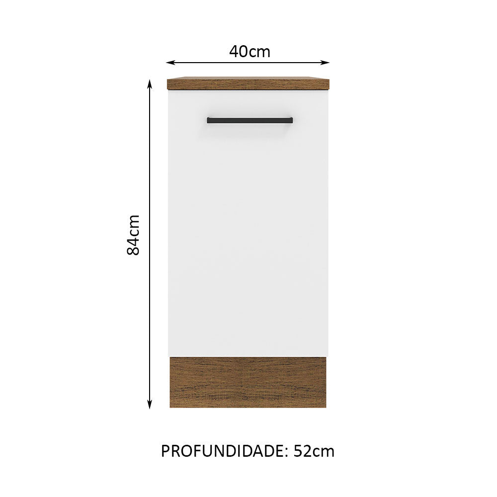 Balcão Madesa Agata 40 cm 1 Porta Rustic/Branco