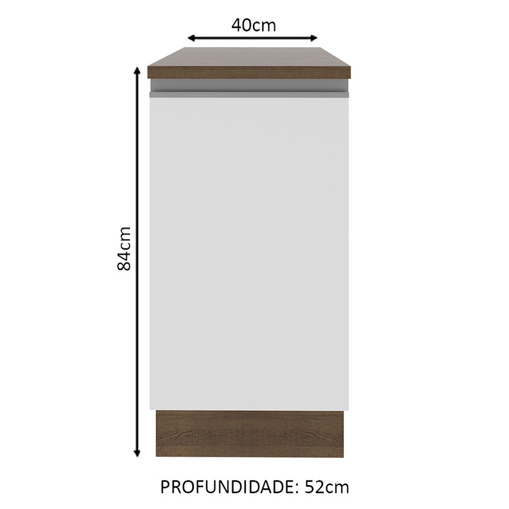 Balcão Madesa Glamy 40 cm 1 Porta Rustic/Branco