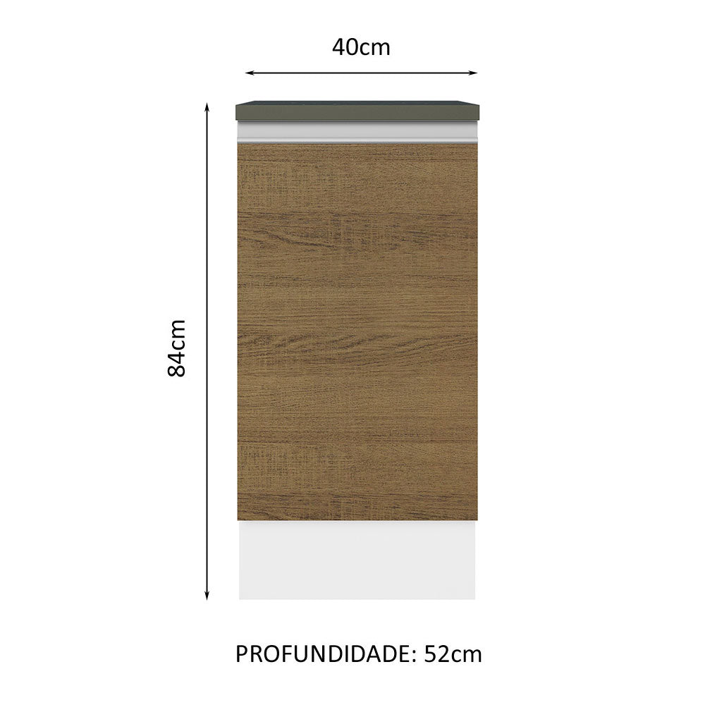 Balcão Madesa Acordes 100% MDF 40 cm 1 Porta Branco/Rustic