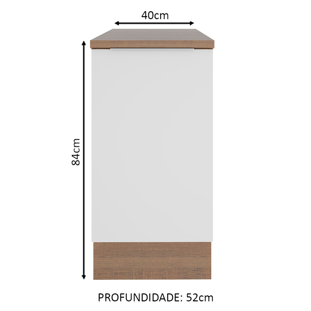 Balcão Madesa Stella 40 cm 1 Porta Rustic/Branco