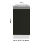 Balcão Madesa Glamy 40 cm 1 Porta Branco/Preto