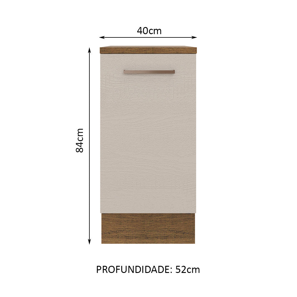 Balcão 40 cm 1 Porta Rustic/Crema Agata Madesa