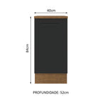 Balcão Madesa Agata 40 cm 1 Porta Rustic/Preto