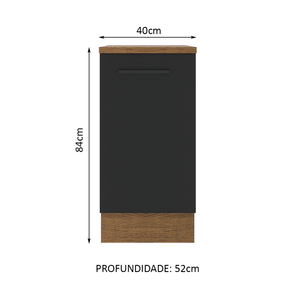 Balcão Madesa Agata 40 cm 1 Porta Rustic/Preto