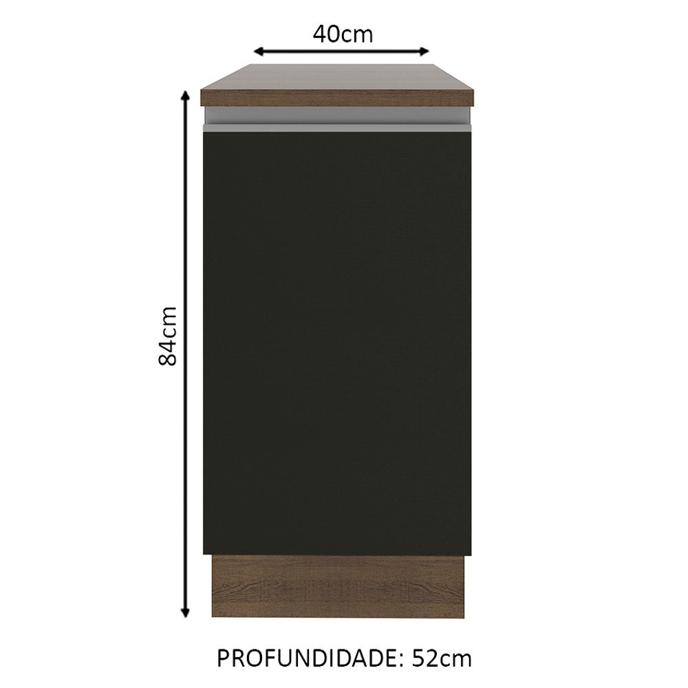 Balcão Madesa Glamy 40 cm 1 Porta Rustic/Preto