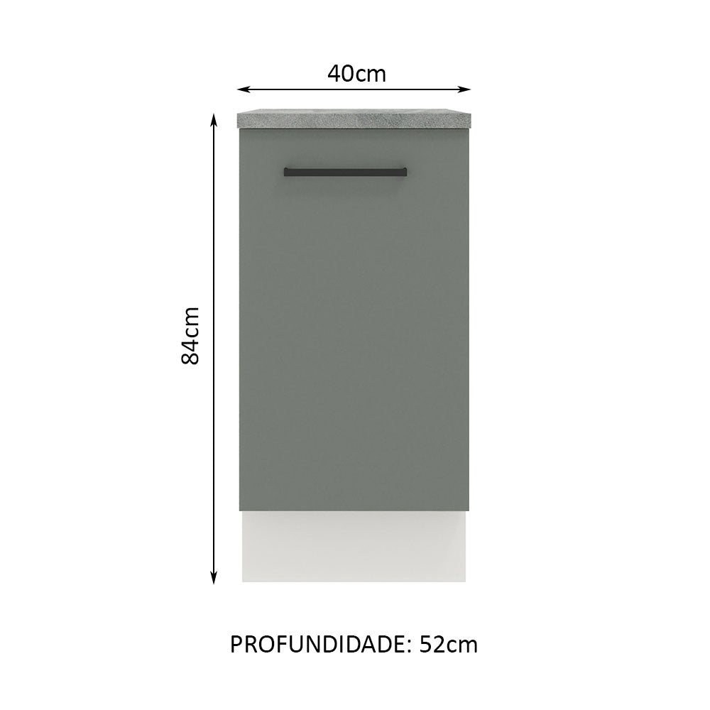 Balcão Madesa Agata 40 cm 1 Porta Branco/Cinza