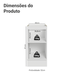 Balcão de Cozinha 40 cm 1 Porta (Sem Tampo) Branco/Azul Vik Madesa