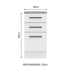 Balcão Madesa Agata 40 cm 3 Gavetas Branco