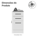 Balcão Madesa Agata 40 cm 3 Gavetas Branco
