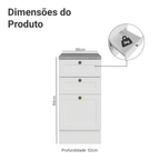 Balcão de Cozinha 40 cm 3 Gavetas Branco Vik Madesa