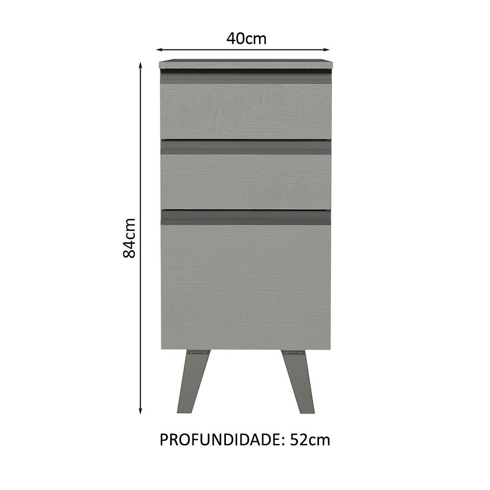 Balcão 40 cm 3 Gavetas Com Pés Cinza Nice Madesa