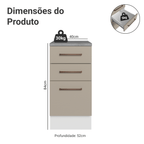Balcão 40 cm 3 Gavetas Branco/Crema Agata Madesa