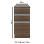 Balcão Madesa Glamy 40 cm 3 Gavetas Rustic