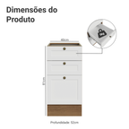 Balcão de Cozinha 40 cm 3 Gavetas (Sem Tampo) Rustic/Branco Vik Madesa