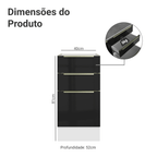 Balcão de Cozinha 40 cm 3 Gavetas (Sem Tampo) Branco/Preto Lux Madesa
