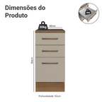 Balcão 40 cm 3 Gavetas Rustic/Crema Agata Madesa
