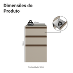 Balcão de Cozinha 40 cm 3 Gavetas Suspenso Crema Nice Madesa