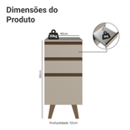 Balcão de Cozinha 40 cm 3 Gavetas Com Pés Crema Nice Madesa