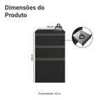 Balcão de Cozinha 40 cm 3 Gavetas Suspenso Preto Nice Madesa