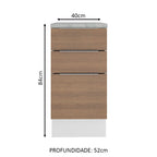 Balcão Madesa Stella 40 cm 3 Gavetas Branco/Rustic