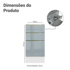 Balcão de Cozinha 40 cm 3 Gavetas (Sem Tampo) Branco/Cinza Lux Madesa