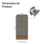 Balcão de Cozinha 40 cm 3 Gavetas (Sem Tampo) Rustic/Cinza Vik Madesa
