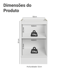 Balcão de Cozinha 50 cm 1 Porta (Sem Tampo) Branco/Preto Lux Madesa