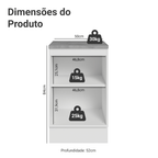Balcão de Cozinha 50cm 1 Porta Branco/Preto Vik Madesa
