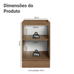 Balcão de Cozinha 50 cm 1 Porta (Sem Tampo) Rustic/Preto Lux Madesa