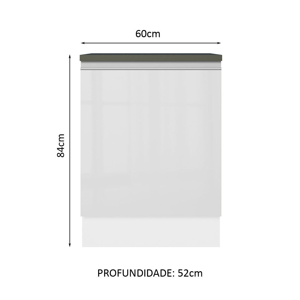 Balcão Madesa Acordes 100% MDF 60 cm 1 Porta Frente Branco Brilho