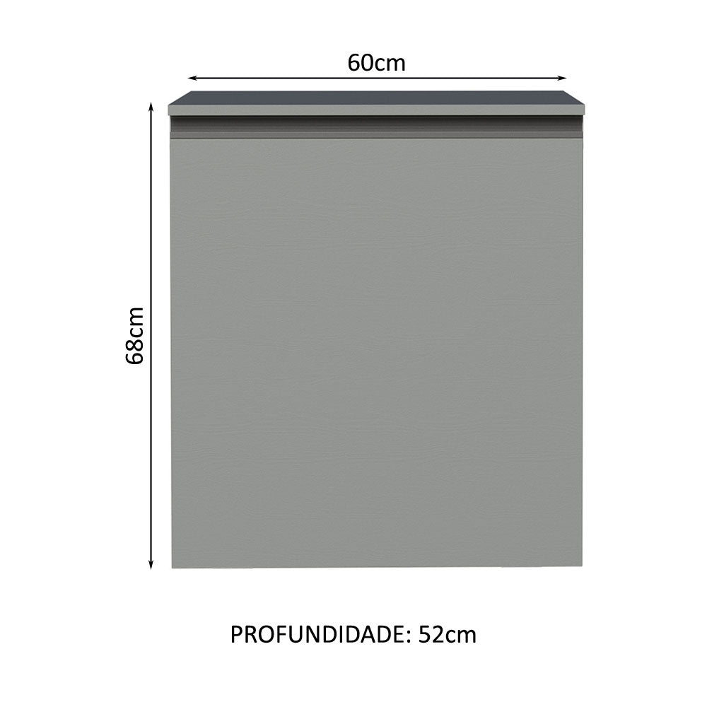Balcão 60 cm 1 Porta Suspenso Cinza Nice Madesa