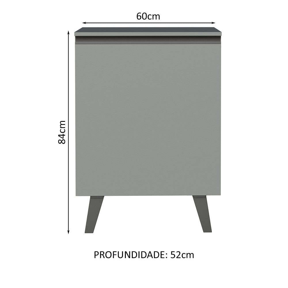 Balcão 60 cm 1 Porta Com Pés Cinza Nice Madesa