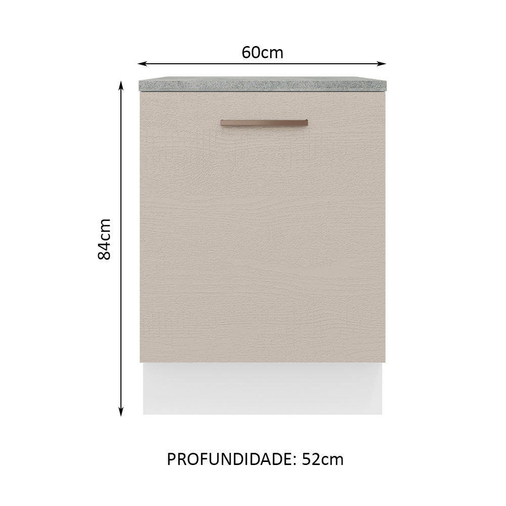 Balcão 60 cm 1 Porta Branco/Crema Agata Madesa