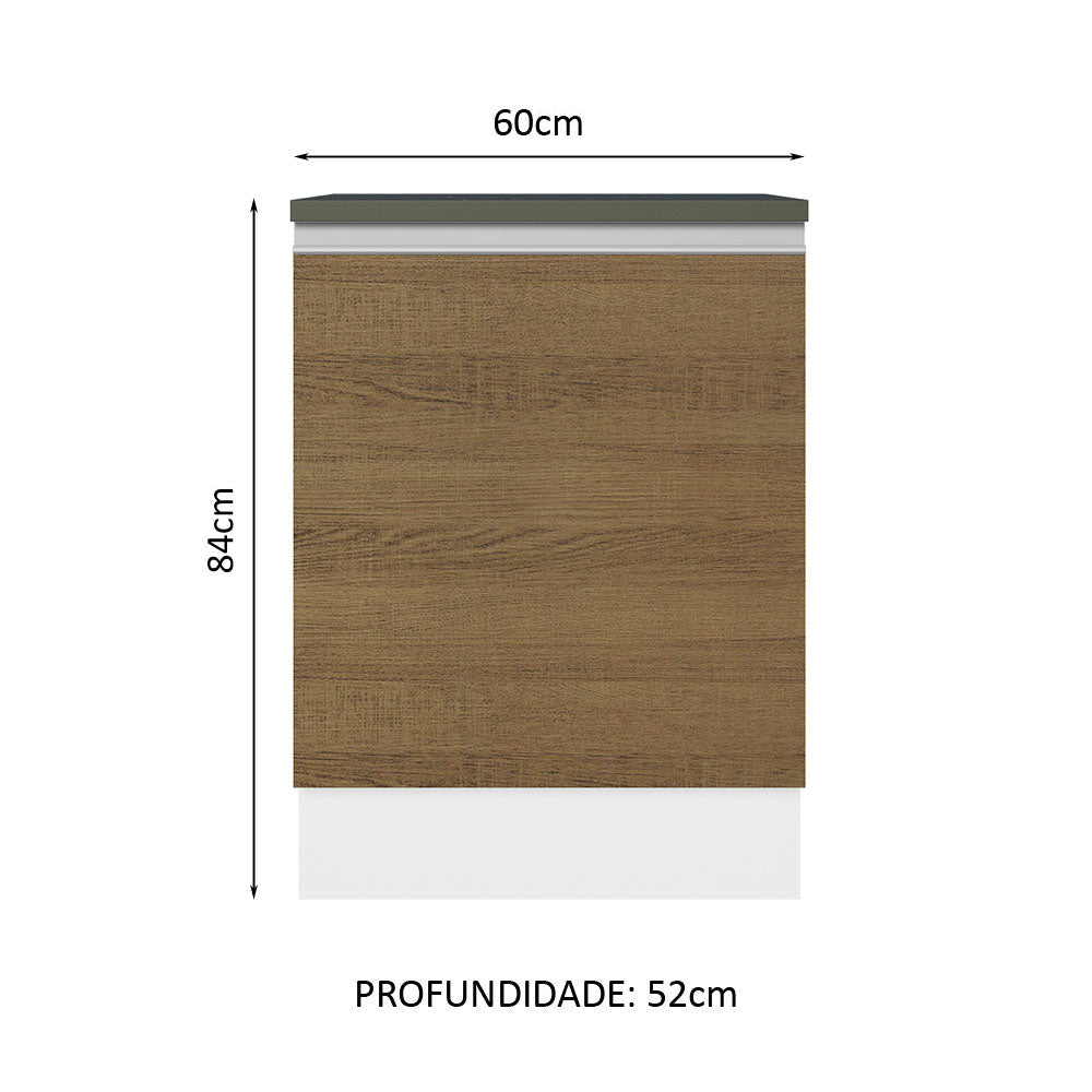 Balcão Madesa Acordes 100% MDF 60 cm 1 Porta Branco/Rustic