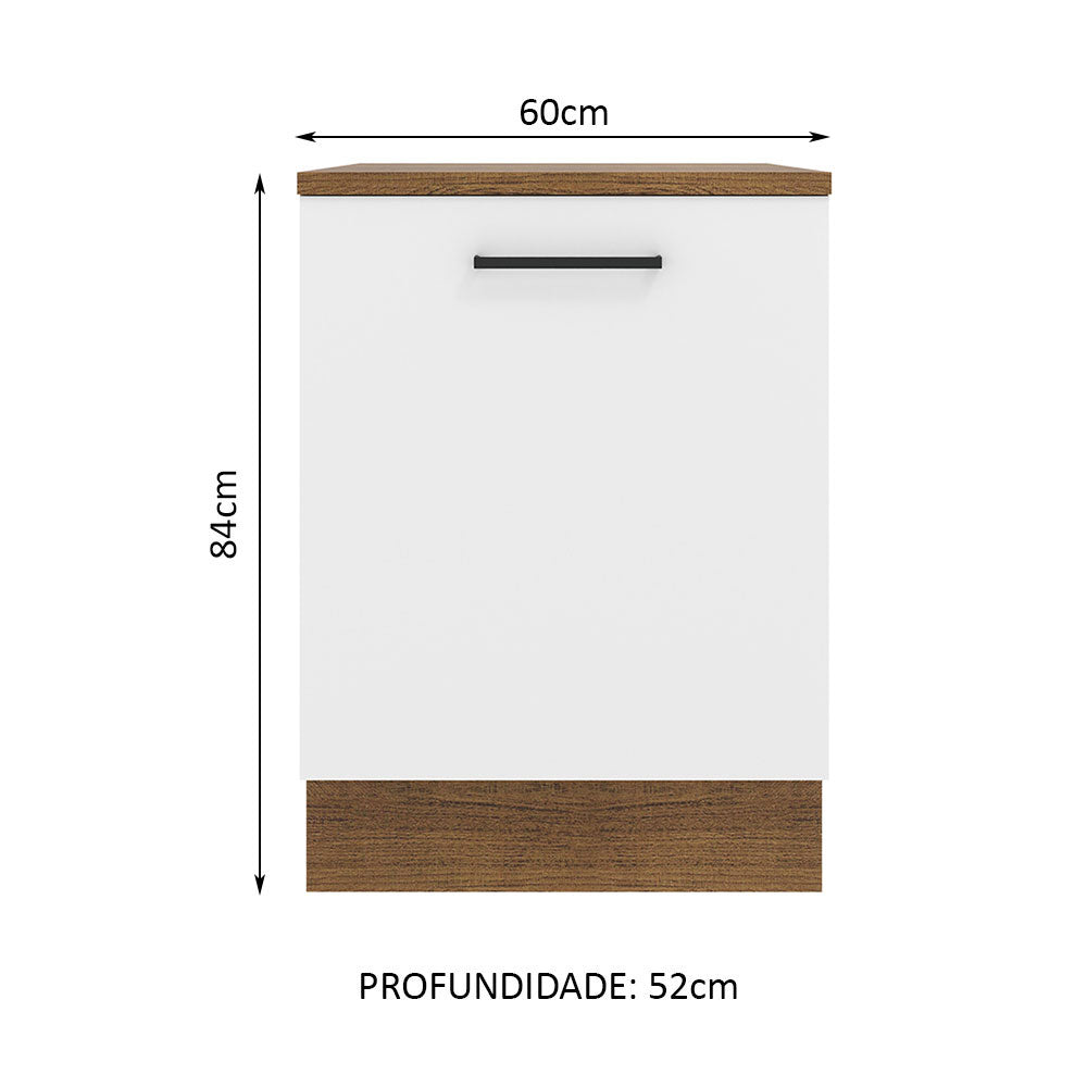 Balcão Madesa Agata 60 cm 1 Porta Rustic/Branco