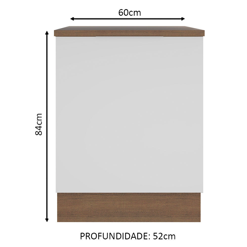 Balcão Madesa Stella 60 cm 1 Porta Rustic/Branco