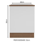 Balcão Madesa Stella 60 cm 1 Porta Rustic/Branco