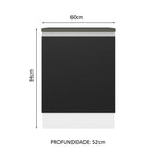 Balcão 100% MDF 60 cm 1 Porta Branco/Preto Acordes Madesa