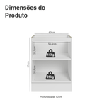 Balcão de Cozinha 60 cm 1 Porta (Sem Tampo) Branco/Preto Agata Madesa