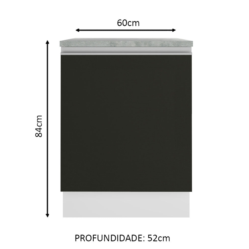 Balcão Madesa Glamy 60 cm 1 Porta Branco/Preto