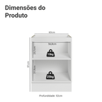 Balcão de Cozinha 60 cm 1 Porta (Sem Tampo) Branco/Preto Lux Madesa