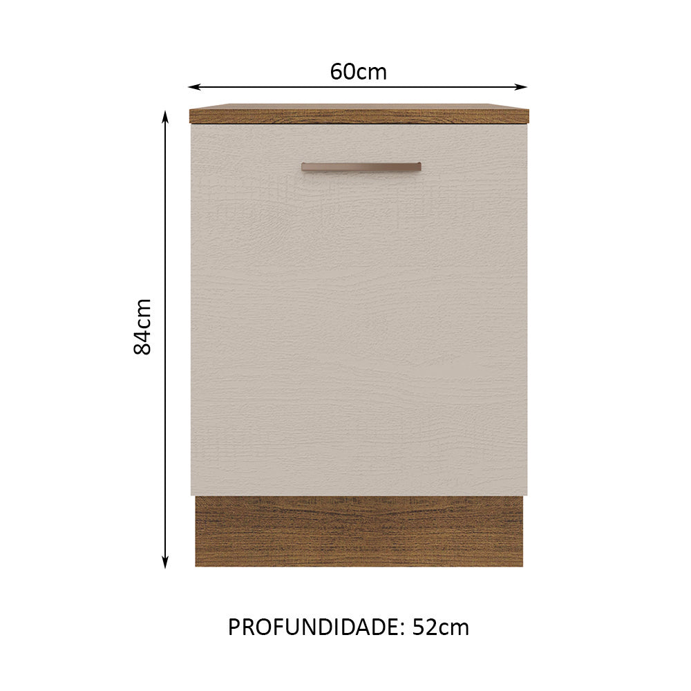 Balcão 60 cm 1 Porta Rustic/Crema Agata Madesa