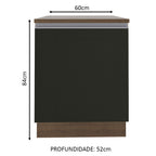 Balcão Madesa Glamy 60 cm 1 Porta Rustic/Preto