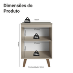 Balcão de Cozinha 60 cm 1 Porta Com Pés Crema Nice Madesa