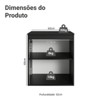 Balcão de Cozinha 60 cm 1 Porta Suspenso Preto Nice Madesa
