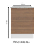 Balcão Madesa Stella 60 cm 1 Porta Branco/Rustic