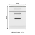 Balcão Madesa Agata 60 cm 3 Gavetas Branco